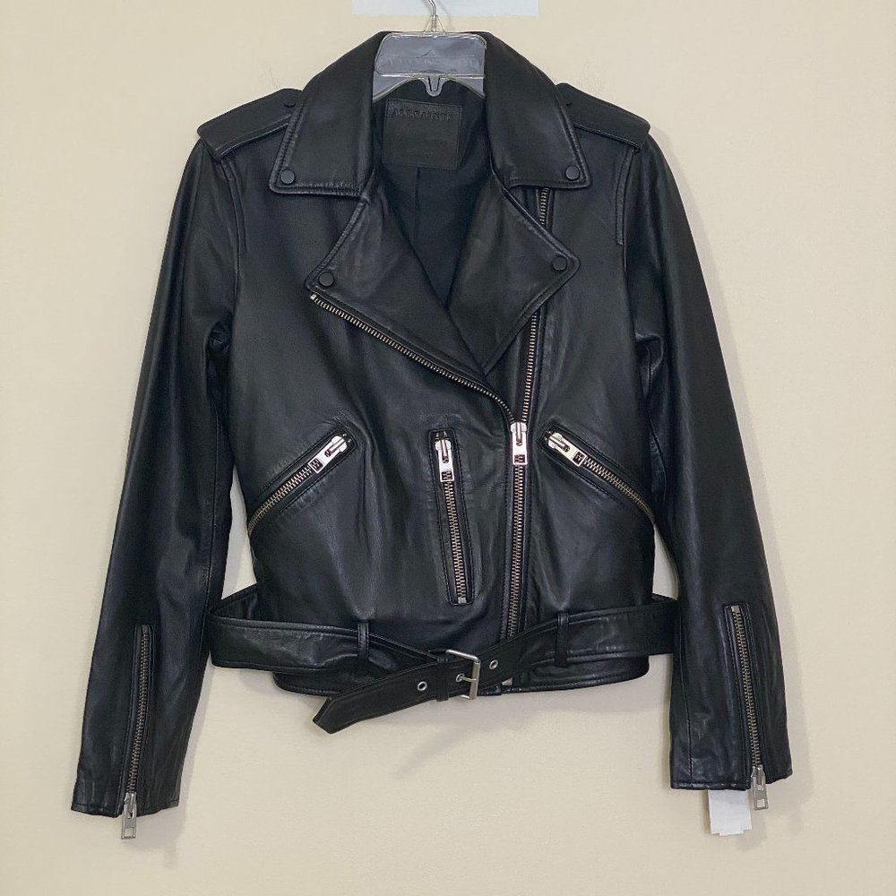 ALLSAINTS Balfern Cropped Moto Leather Biker Jacket - 8 - NWOT